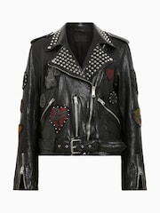 AllSaints Black College Biker Jackets - Image 11 of 11