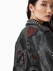 AllSaints Black College Biker Jackets - Image 2 of 11