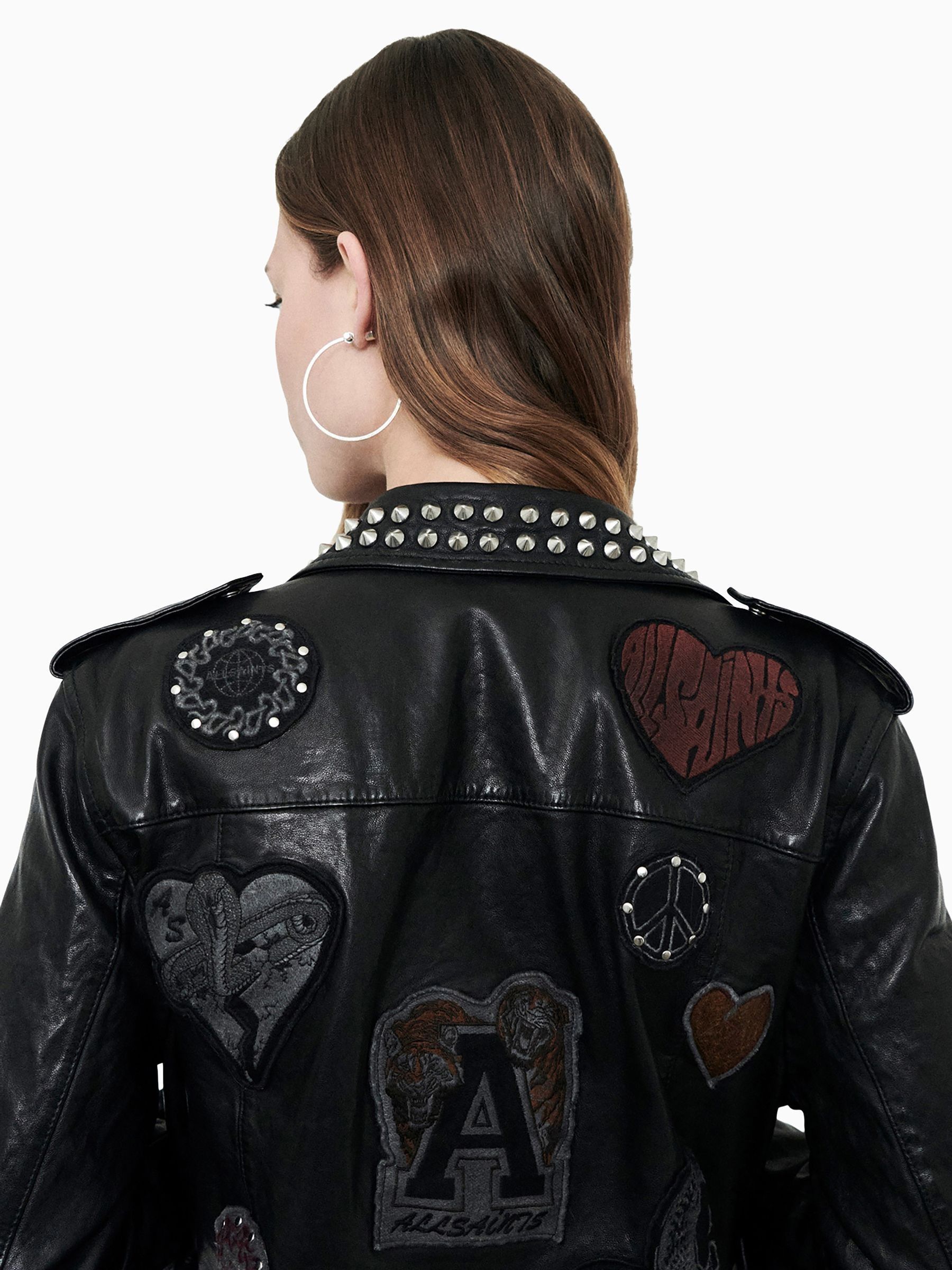 Buy AllSaints Black College Black Relaxed Fit Studded Leather