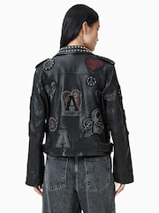 AllSaints Black College Biker Jackets - Image 9 of 11