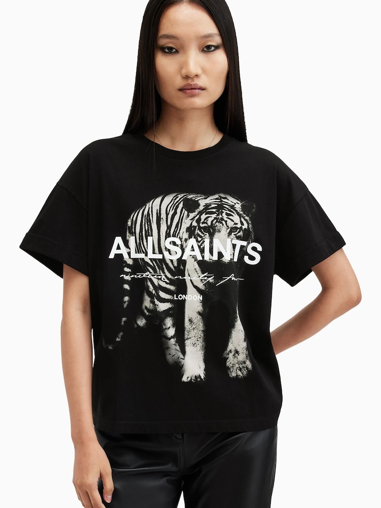AllSaints Black Kit Briar 100% Organic Cotton T-Shirt - Image 1 of 6