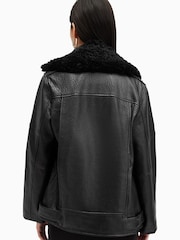 AllSaints Black Vendra Nz Biker Jacket - Image 2 of 9