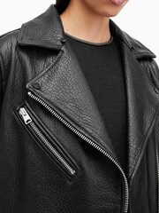 AllSaints Black Vendra Nz Biker Jacket - Image 3 of 9