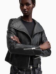 AllSaints Black Ellis Biker Jackets - Image 2 of 7