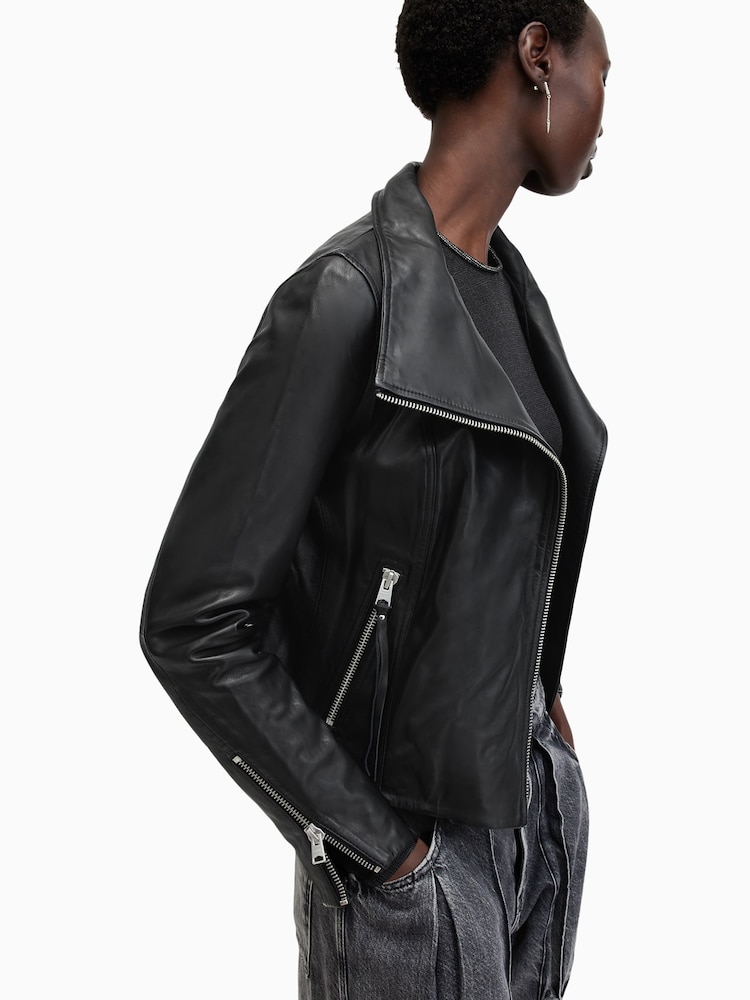 AllSaints Black Ellis Biker Jackets - Image 3 of 7