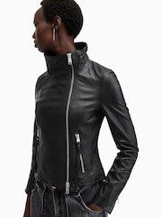AllSaints Black Ellis Biker Jackets - Image 4 of 7