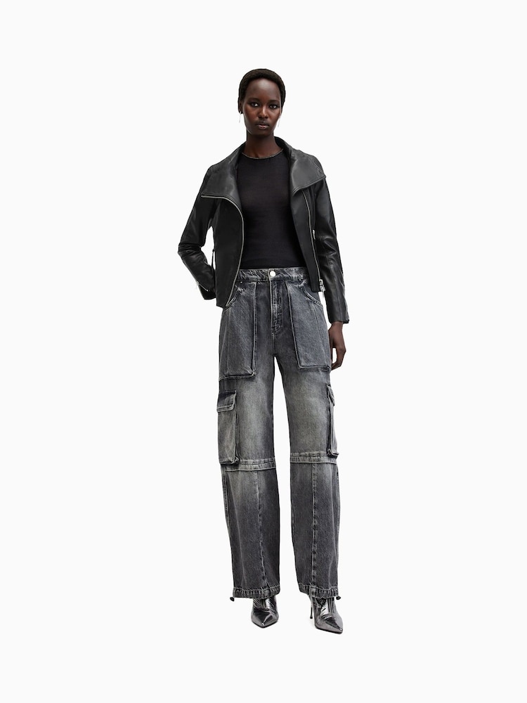 AllSaints Black Ellis Biker Jackets - Image 5 of 7