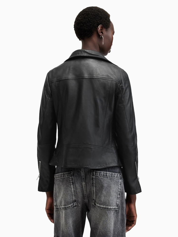 AllSaints Black Ellis Biker Jackets - Image 6 of 7