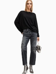 AllSaints Black Rita Stripe T-Shirt - Image 4 of 6