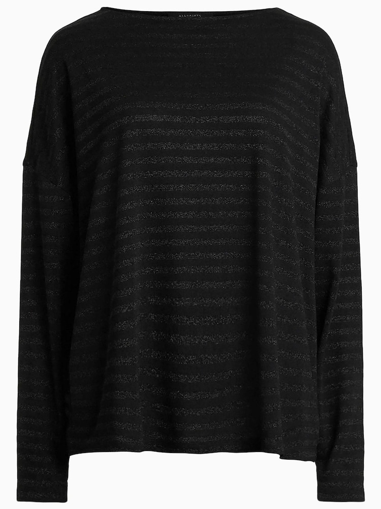 AllSaints Black Rita Stripe T-Shirt - Image 6 of 6 AllSaints Black Rita Stripe T-Shirt - Image 6 of 6