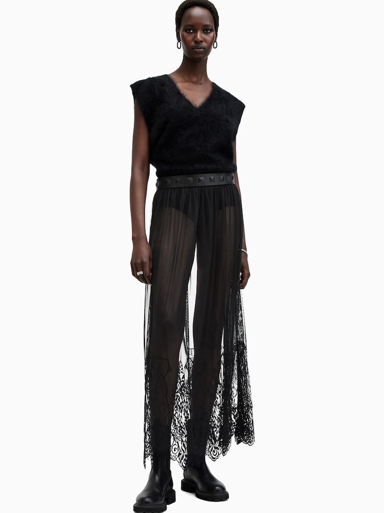 AllSaints Black Ariella Lace Skirt - Image 1 of 8