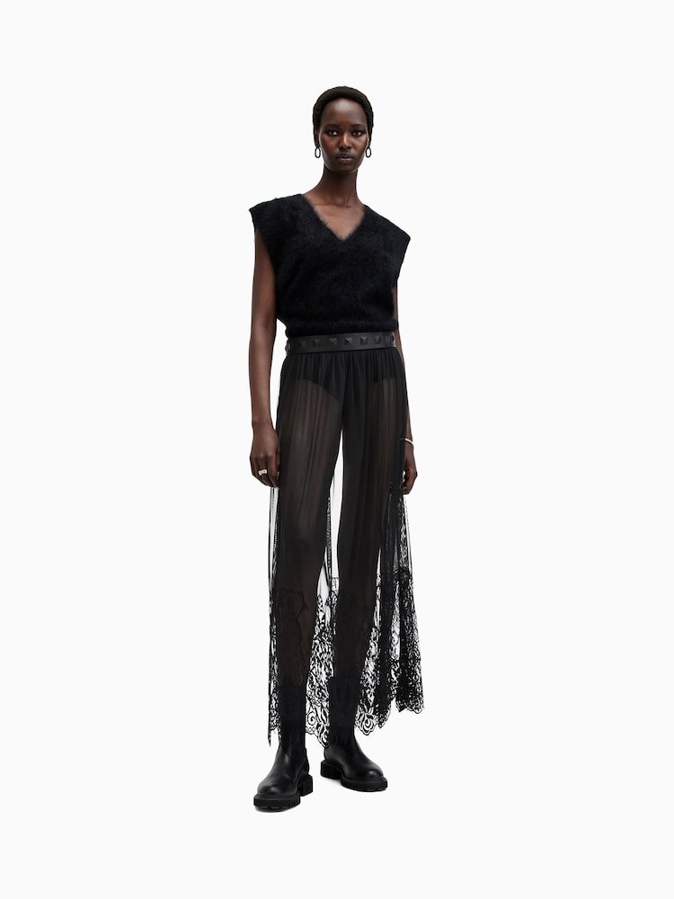 AllSaints Black Ariella Lace Skirt - Image 1 of 9