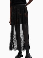 AllSaints Black Ariella Lace Skirt - Image 7 of 8