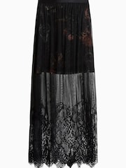 AllSaints Black Ariella Lace Skirt - Image 8 of 8