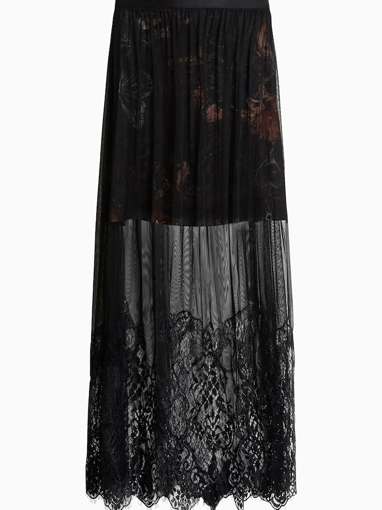 AllSaints Black Ariella Lace Skirt - Image 8 of 8
