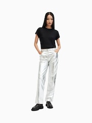 AllSaints Black Anna Stripe T-Shirt - Image 3 of 5