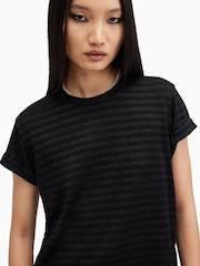 AllSaints Black Anna Stripe T-Shirt - Image 4 of 5