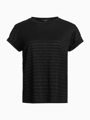 AllSaints Black Anna Stripe T-Shirt - Image 5 of 5