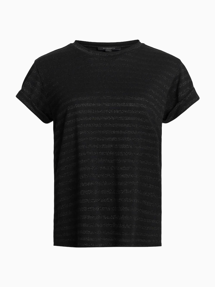 AllSaints Black Anna Stripe T-Shirt - Image 5 of 5