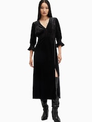 AllSaints Black Ani Velvet Dress - Image 1 of 6