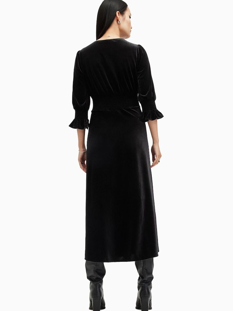 AllSaints Black Ani Velvet Dress - Image 2 of 6