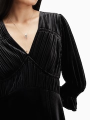 AllSaints Black Ani Velvet Dress - Image 3 of 6