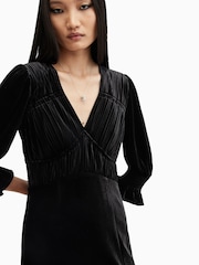 AllSaints Black Ani Velvet Dress - Image 4 of 6