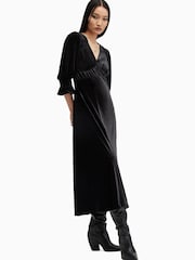 AllSaints Black Ani Velvet Dress - Image 5 of 6