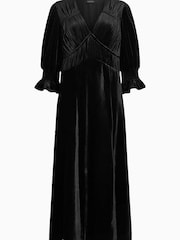 AllSaints Black Ani Velvet Dress - Image 6 of 6