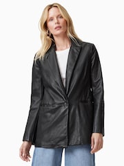 AllSaints Black Deri Leather Blazer - Image 2 of 7