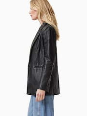 AllSaints Black Deri Leather Blazer - Image 3 of 7