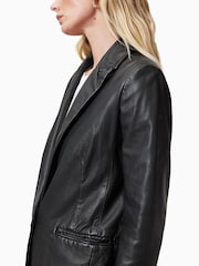 AllSaints Black Deri Leather Blazer - Image 4 of 7