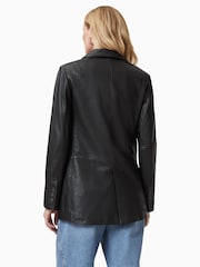 AllSaints Black Deri Leather Blazer - Image 6 of 7