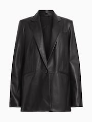 AllSaints Black Deri Leather Blazer - Image 7 of 7