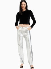 AllSaints Black Regina Velvet Top - Image 3 of 8