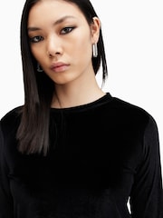 AllSaints Black Regina Velvet Top - Image 6 of 8