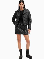 AllSaints Black Dalby Quilt Biker Jacket - Image 5 of 7