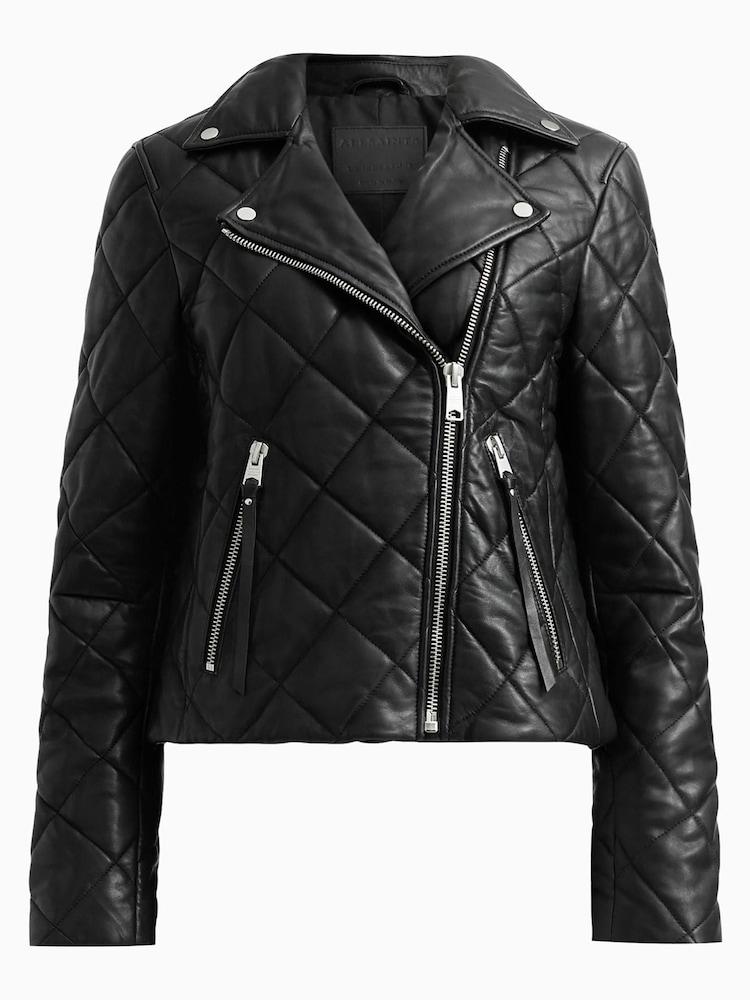 AllSaints Black Dalby Quilt Biker Jacket - Image 7 of 7 AllSaints Black Dalby Quilt Biker Jacket - Image 7 of 7