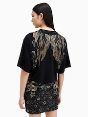 AllSaints Black Artia Wing 100% Cotton T-Shirt - Image 2 of 7