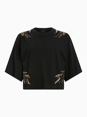 AllSaints Black Artia Wing 100% Cotton T-Shirt - Image 7 of 7