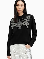 AllSaints Black Serpent Jumper - Image 1 of 6