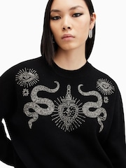AllSaints Black Serpent Jumper - Image 2 of 6