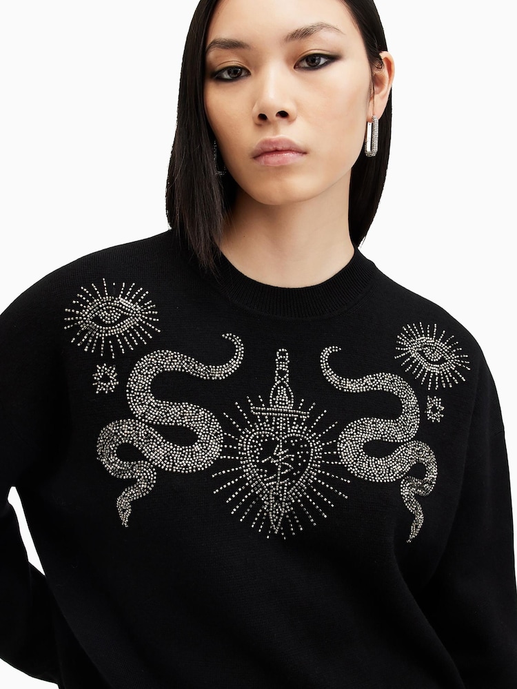 AllSaints Black Serpent Jumper - Image 2 of 6