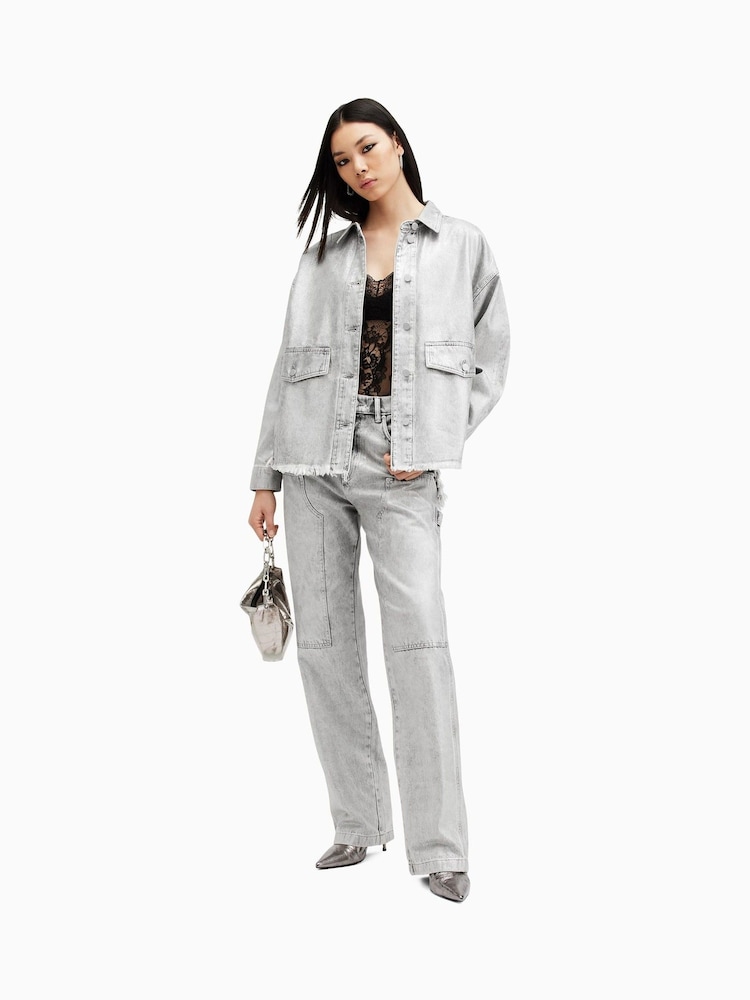 AllSaints Silver Mia Carpenter Jeans - Image 1 of 9