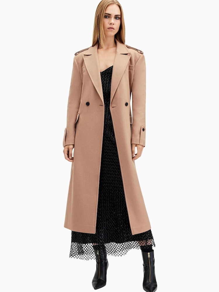 AllSaints Brown Augusta Coat - Image 1 of 9 AllSaints Brown Augusta Coat - Image 1 of 9