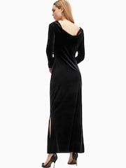 AllSaints Black Amoret Velvet Dress - Image 2 of 5
