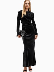 AllSaints Black Amoret Velvet Dress - Image 3 of 5