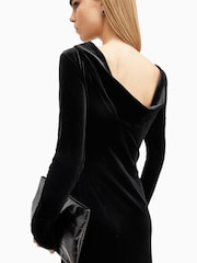 AllSaints Black Amoret Velvet Dress - Image 4 of 5