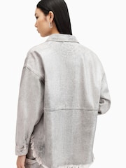 AllSaints Silver Hettie Denim Shacket - Image 2 of 8