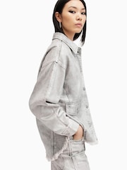 AllSaints Silver Hettie Denim Shacket - Image 3 of 8